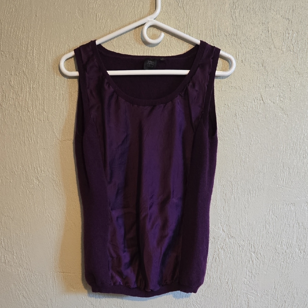 Saks Fifth Avenue Purple Fitted Tank Top